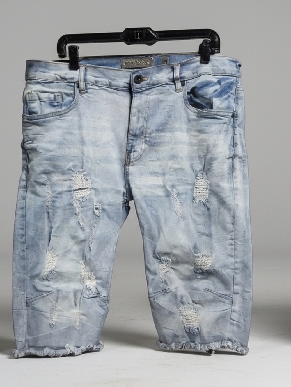 Light Blue Distressed Men’s Denim Shorts